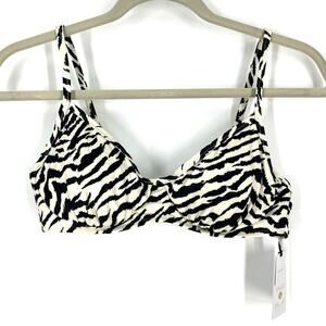 Shade & Shore Bathing Suit Bikini Top Size 34B Zebra Print Black NWT